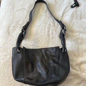 Tahari Charcoal Leather Shoulder Bag